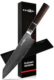 Kegani 8 Inch Japanese Kiritsuke Chef Knife, Japanese 67 Layers VG-10 Damascus Knife, Ebony FullTang Handle Natural Texture Japanese Knife Sushi