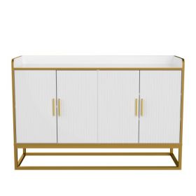 Modern Kitchen Buffet Storage Cabinet Cabinet White Gloss With Metal Legs For Living Room Kitchen