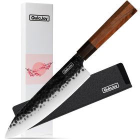 Qulajoy 7 Inch Santoku Knife - Professional Japanese Chef Knife - Razor Sharp 9cr18mov Blade - Hammered Kitchen Knife - Octagonal Rosewood Handle