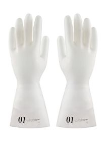 Long thickening nitrile light printing household dishwashing acid and alkali anti-slip anti-ripe latex rubber gloves (Option: 01 style-M)