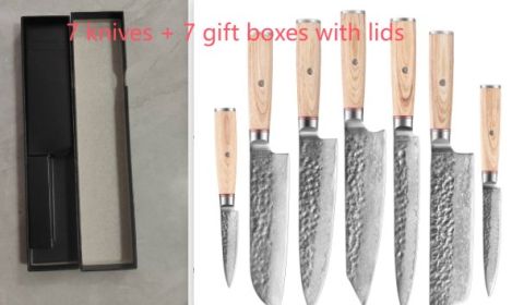 Damascus Steel Hand Kitchen Knife (Option: 7knives and7giftboxeswithlids)