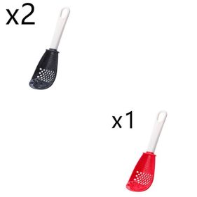 Multifunctional Slotted Spoon Grinding Cooking Spoon Mashed Auxiliary Food Ginger Garlic Spoon Press Potatoe Stir-frying Spatula Kitchen Gadget (Option: 2pcs black and 1pcs red)